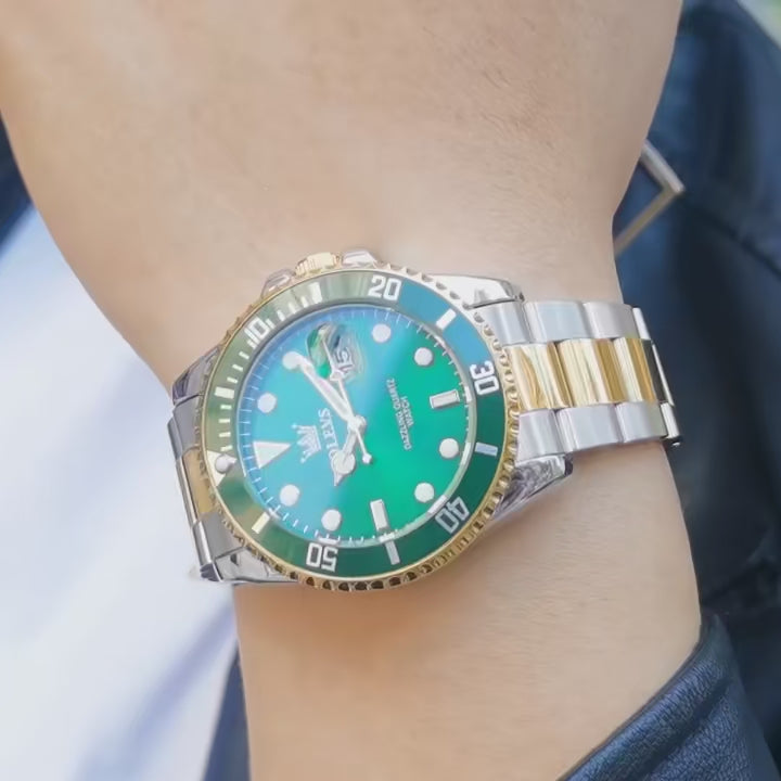Elegance 5885 Luxury Brand Men Watch Waterproof Green Men's and Women's Quartz Watch Romantic Lover Calendar Week Wristwatch
