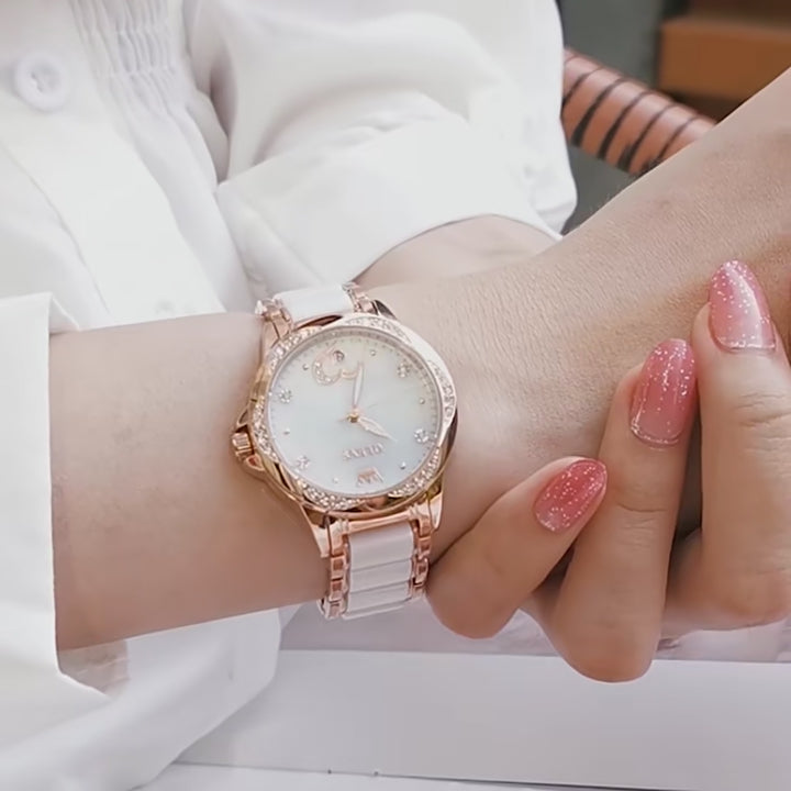 Elegance 6631 Scarlet Diamond Women Watch Automatic Mechanical Ladies Creative Ceramics Steel Women's Bracelet Watches Female Clock Reloj Mujer New