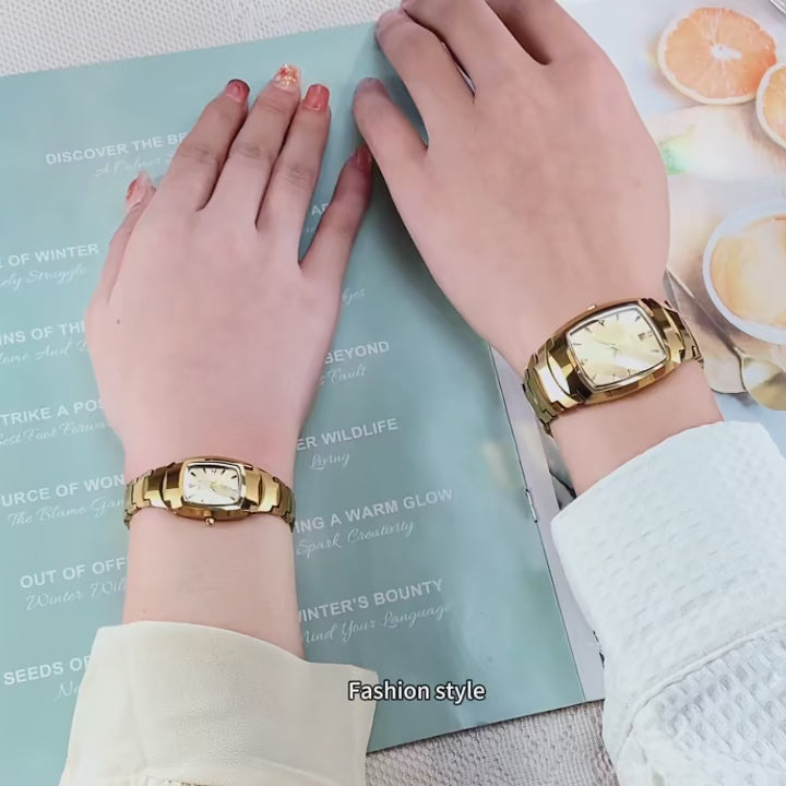 Elegance 7006 Quartz Watch for Couple Tungsten steel Diamond Gold Watch Waterproof Gifts His Hers Watch Sets Couple Watch