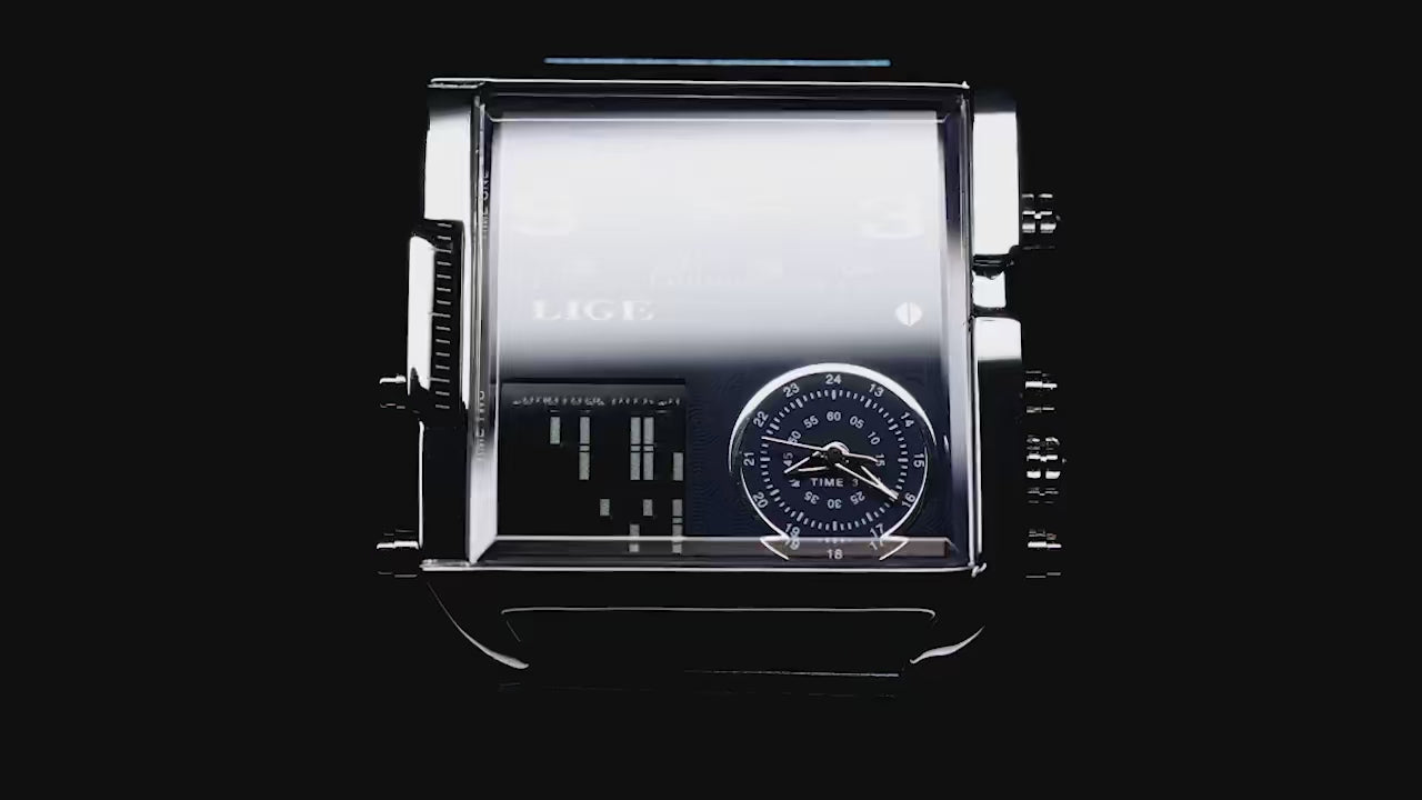 Elegance 8925 Digital Steel Men Watch Fashion Black Steel Watch Men Digital Dual Display Watch Sports Chronograph Waterproof Quartz Wristwatch Men Military Watch