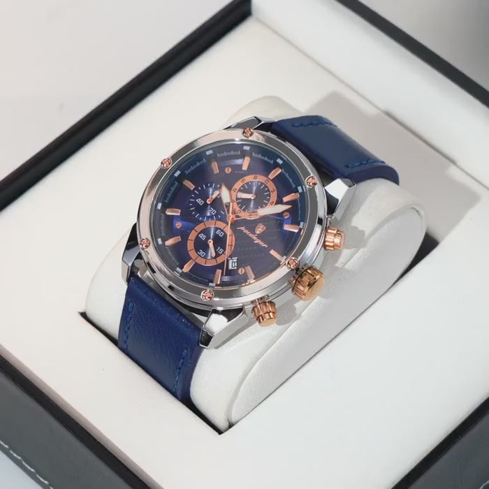 Elegance 860 Luxury Sports Man Wristwatch Military Quartz Men Watch Waterproof Luminous Chronograph Date Leather Men's Watches