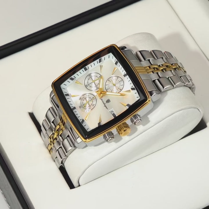 Elegance Elite Chronograph 866 Men Watch Luxury Square Sport Man Wristwatch Waterproof Luminous Chronograph Quartz Men's Watches Stainless Steel