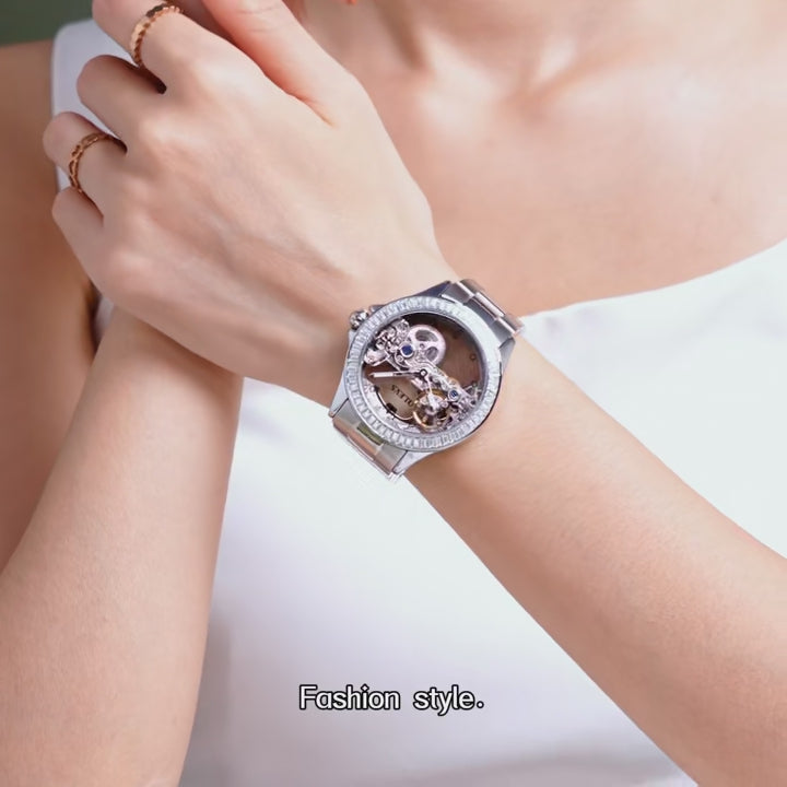 Elegance 6699 Fully Hollow Out Mechanical Watch for Women Luxury Fashion Diamond Lap Ladies Wristwatch Elegant Automatic Women's Watches