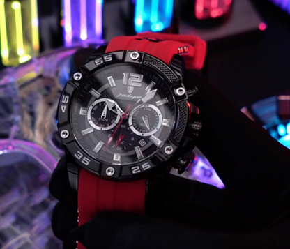 Elegance® 912 Sport Chrono Luxury Man Wristwatch Chronograph Waterproof Luminous Date Watches for Men Casual Quartz Silicone Men Watch