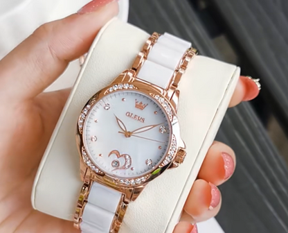 Elegance® 6631 Scarlet Diamond Women Watch Automatic Mechanical Ladies Creative Ceramics Steel Women's Bracelet Watches Female Clock Reloj Mujer New