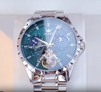 Elegance 6689 Automatic Mechanical Watch for Men Starry Sky 42mm Dial Rotating Seconds Wrist Watch Luminous Star Moon Phase Watch