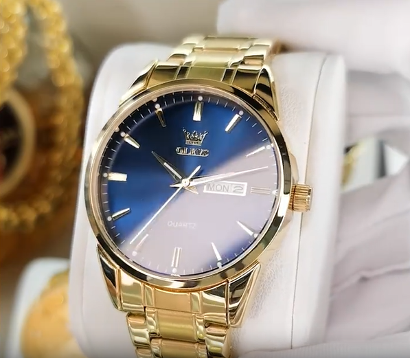 Elegance 6898 Gold Classic Men Wristwatch Classic Gold Wrist Watches For Top Brand Luxury Business Date Waterproof Luminous Stainless Steel Men Quartz Wristwatch