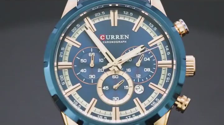 ELEGANCE 8355 Men Watch Top Brand Luxury Sports Quartz Mens Watches Full Steel Waterproof Chronograph Wristwatch Men Relogio Masculino