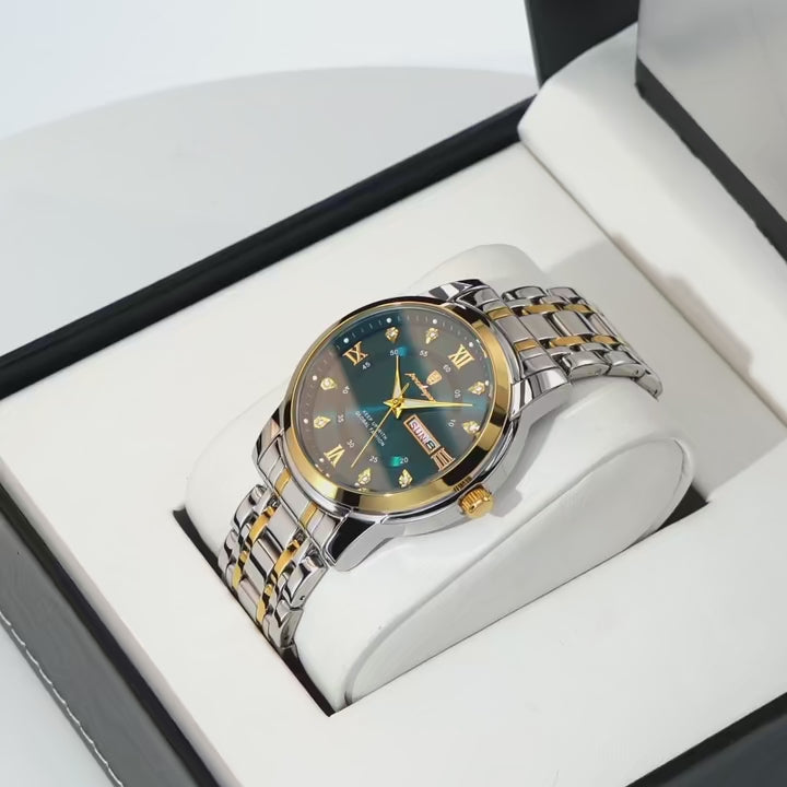 ELEGANCE® Luxury Watch for Man Elegant Date Week Waterproof Luminous Men Watch Quartz Stainless Steel Sports Men's Watches POEDAGAR