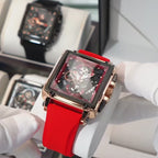 Elegance Phantom 2312 Men Watch Fashion Sports Watches with Large Dial Unique RectangularHollow Design Quartz Wristwatches with Chrongraph Auto Date