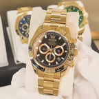 ELEGANCE 6638 Gold Stainless Steel Watches for Men Automatic Chronograph - Gold Bezel & Waterproof & Luminous & Date