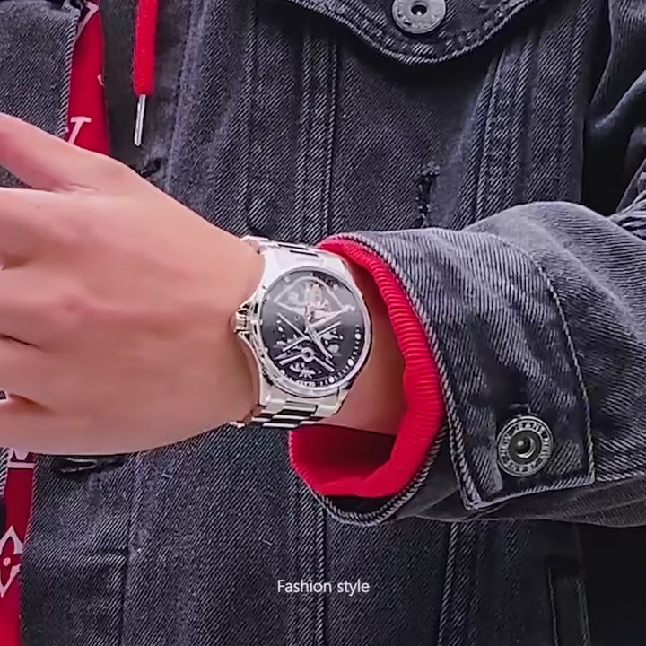 Elegance 6655 Top Brand Men Tourbillon Mechanical Watches Automatic Self-Wind Waterproof Wristwatches Luminous Relogio Masculino New