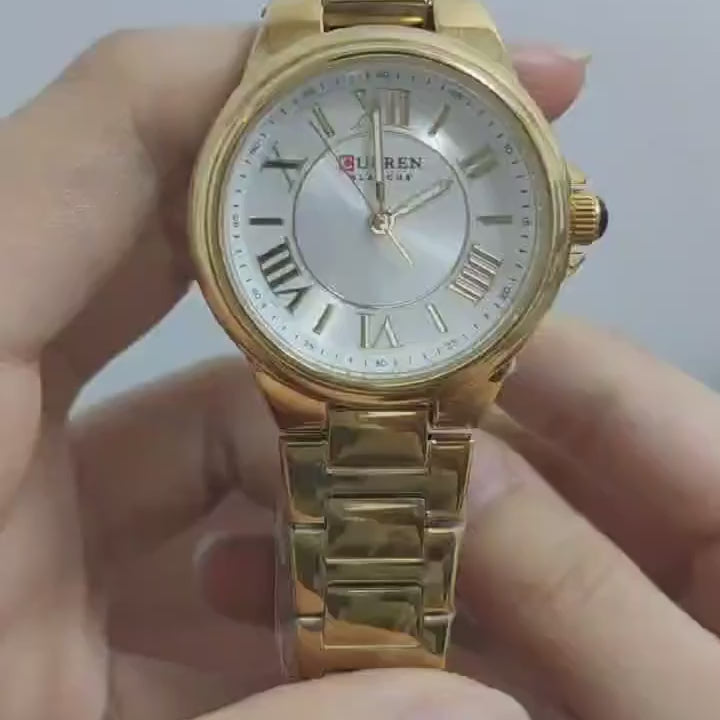 Elegance Radiant Rose 9091 Women's Quartz Watch Fashion Simple Elegant Rose Gold Analog Display Steel Strap  Wristwatch for Ladies Clock Gift