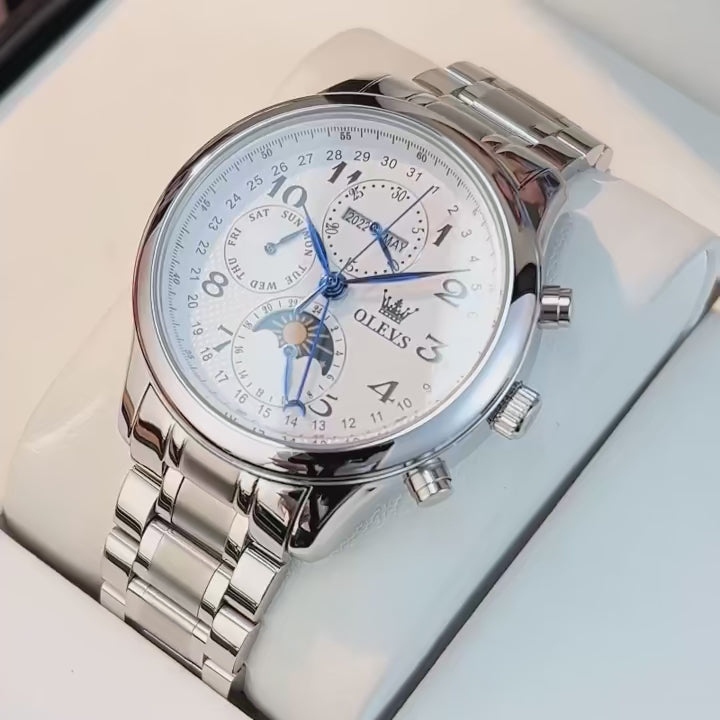Elegance 6667 Men's Watches Business Multifunctional Automatic Mechanical Watch for Man Original Waterproof Luminous Date Year Moon
