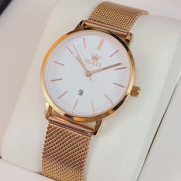 Elegance 5869 Ultra Thin Women Watch 6.5mm Dial Stainless Steel Waterproof Fashion Simplicity