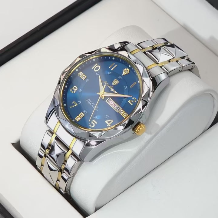 Elegance 858 PrestigeSport Men Watch Luxury Quartz Waterproof Date Week Luminous Wristwatch Stainless Steel Men's Watches Male Clock Sports