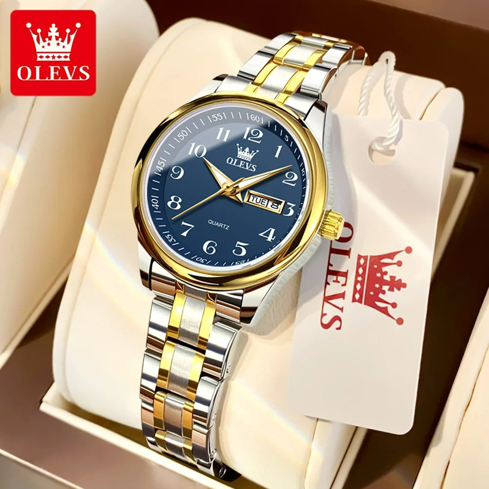 OLEVS 5567 Quartz Watches Original Men Women Couple Luminous Waterproof Shock Resistant Stainless Steel Ladies Wristwatch Gift ELEGANCE®