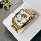 Elegance Tonneau 005 Moon Phase Automatic Watch for Men Luxury Brand Tourbillon Skeleton Mechanical Watches Leather Belt Luminous Hands Clock