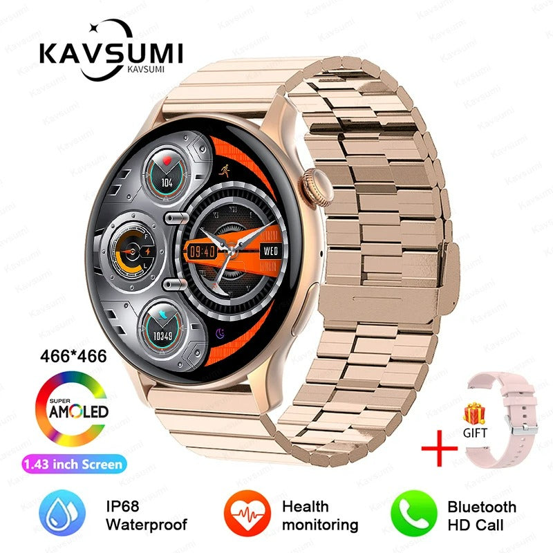 ELEGANCE® LuxeFit Women Smartwatch 466*466 AMOLED 1.43" HD Screen Always Display Time Bluetooth Call IP67 Waterproof Sports Smart Watch