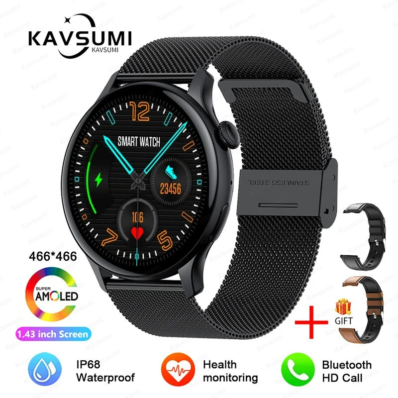 ELEGANCE® LuxeFit Women Smartwatch 466*466 AMOLED 1.43" HD Screen Always Display Time Bluetooth Call IP67 Waterproof Sports Smart Watch