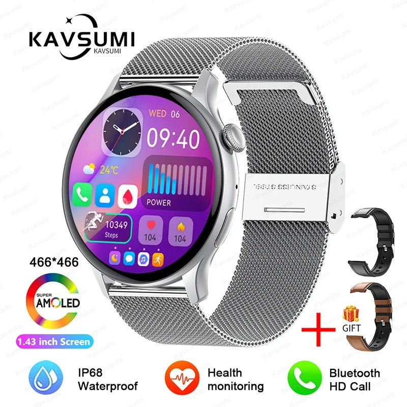 ELEGANCE® LuxeFit Women Smartwatch 466*466 AMOLED 1.43" HD Screen Always Display Time Bluetooth Call IP67 Waterproof Sports Smart Watch