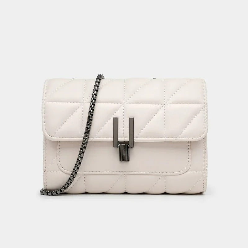 Elegance Quilted Charm Shoulder Bag Classic Quilted Detail Square Bag, Solid Color Flap Shoulder Bag, All-Match Chain Bag