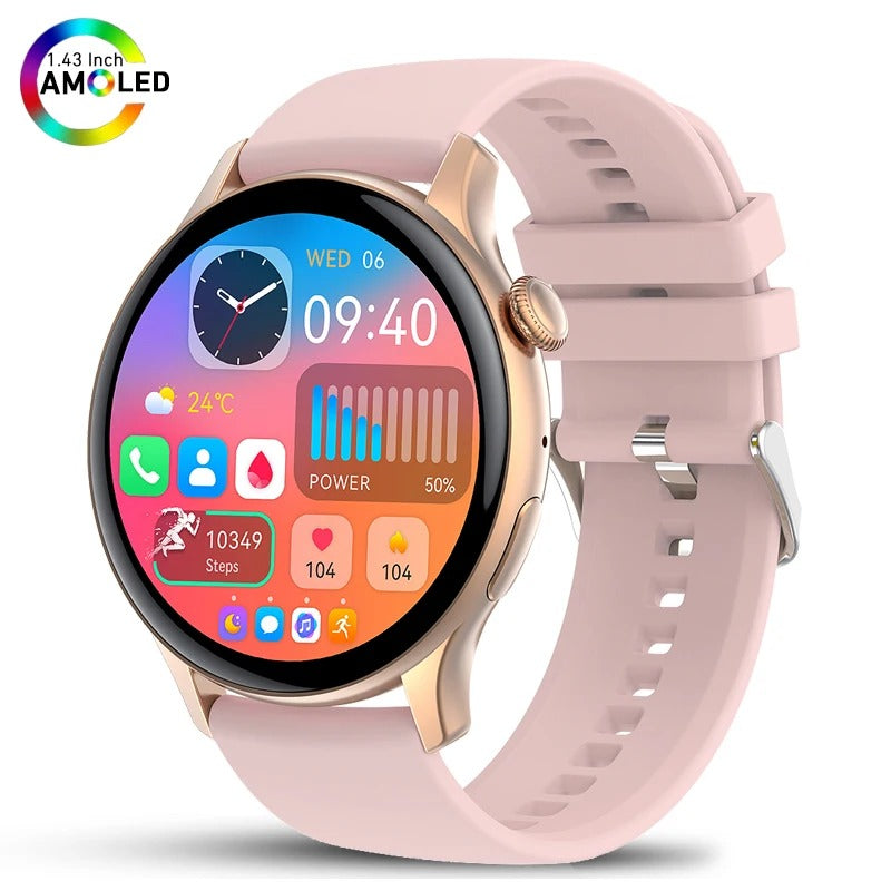 ELEGANCE LuxeFit Women Smartwatch 466*466 AMOLED 1.43" HD Screen Always Display Time Bluetooth Call IP67 Waterproof Sports Smart Watch