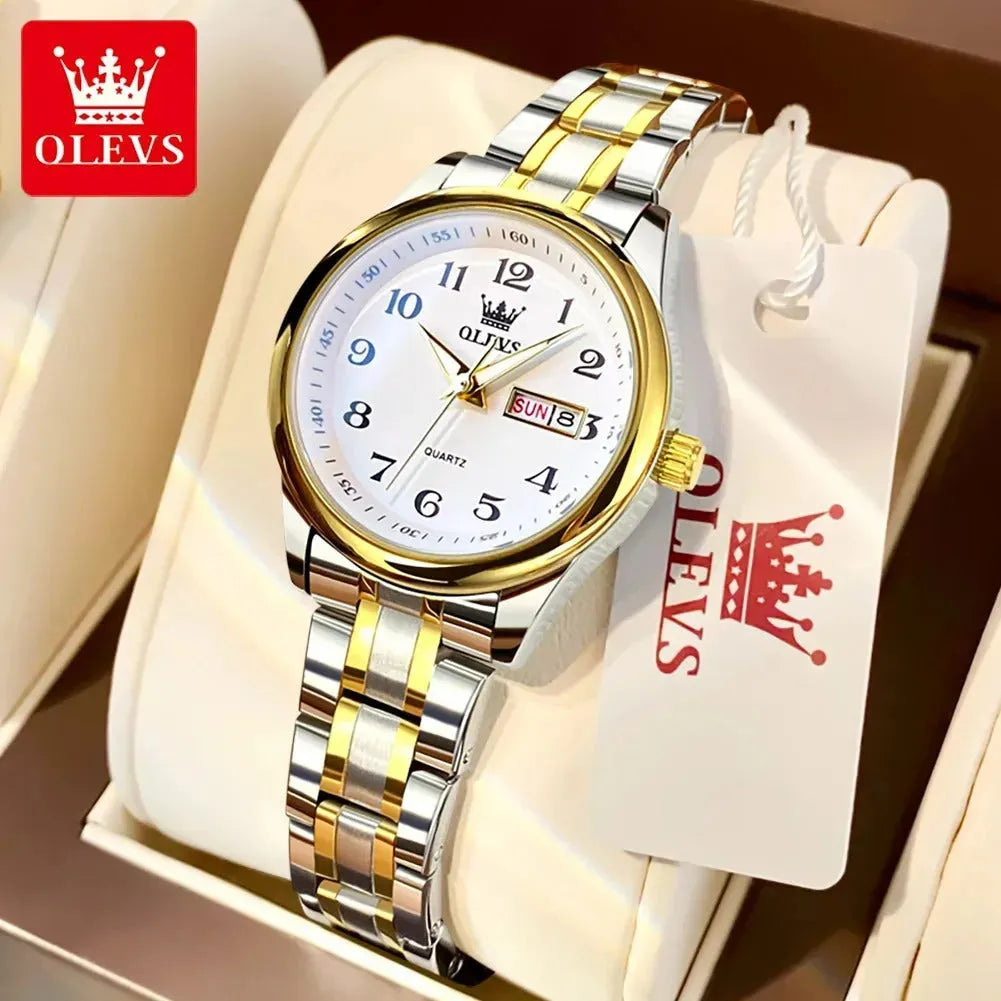 OLEVS 5567 Quartz Watches Original Men Women Couple Luminous Waterproof Shock Resistant Stainless Steel Ladies Wristwatch Gift ELEGANCE®