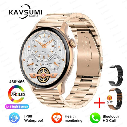 ELEGANCE® LuxeFit Women Smartwatch 466*466 AMOLED 1.43" HD Screen Always Display Time Bluetooth Call IP67 Waterproof Sports Smart Watch