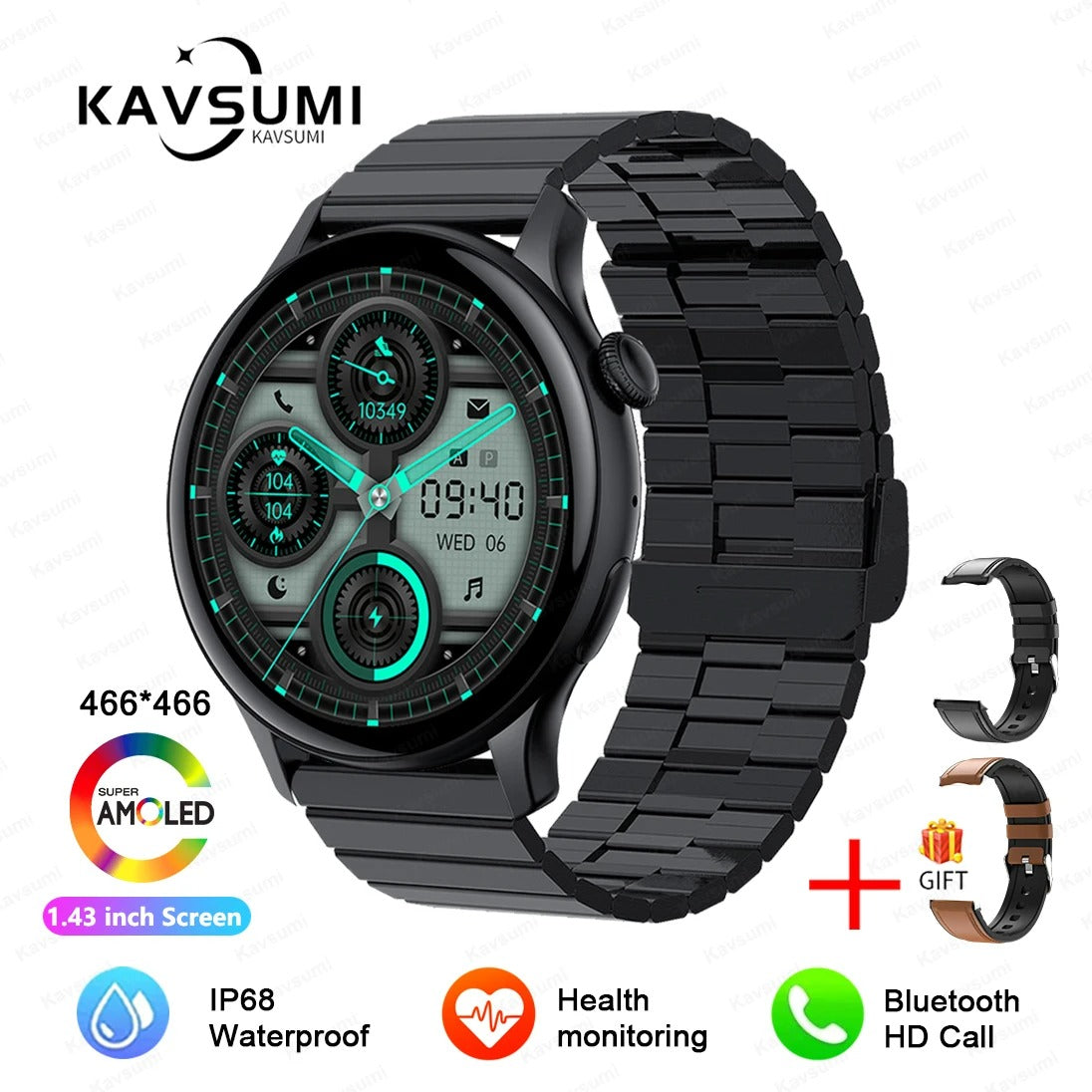 ELEGANCE® LuxeFit Women Smartwatch 466*466 AMOLED 1.43" HD Screen Always Display Time Bluetooth Call IP67 Waterproof Sports Smart Watch