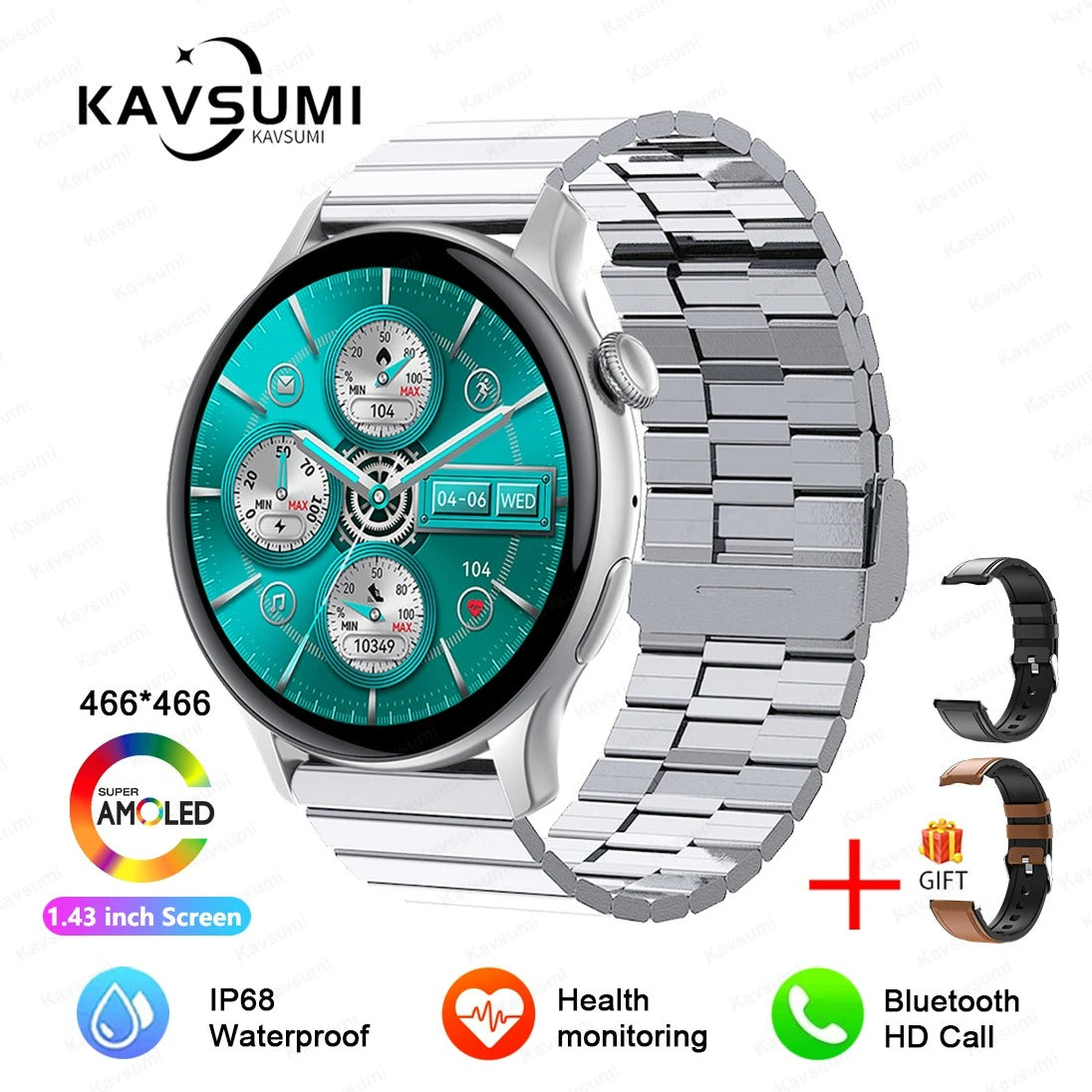 ELEGANCE® LuxeFit Women Smartwatch 466*466 AMOLED 1.43" HD Screen Always Display Time Bluetooth Call IP67 Waterproof Sports Smart Watch