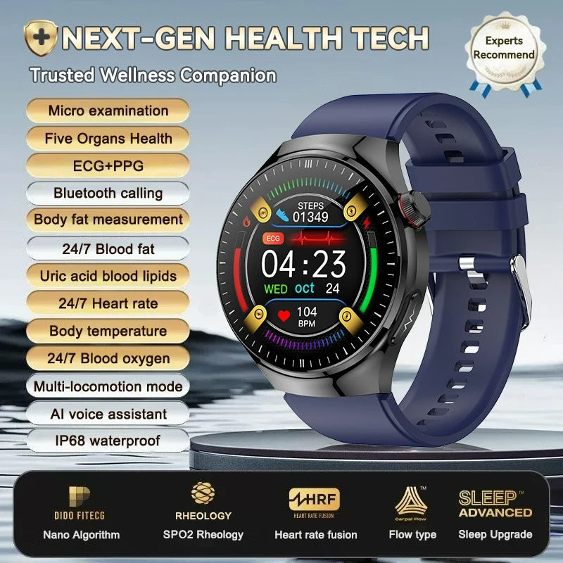 ELEGANCE HealthMaster Pro Smartwatch ECG+PPG Temperature Pulse Physiotherapy Men & Women 466*466 HD Health Management BT Call Sports Waterproof