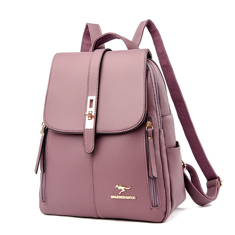 Elegance Chic Voyager 3649 Luxury Women Leather Backpacks for Girls Sac Casual Daypack Black Vintage Backpack School Bags for Girls Mochila Rucksack