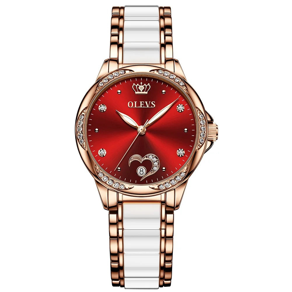 Elegance® 6631 Scarlet Diamond Women Watch Automatic Mechanical Ladies Creative Ceramics Steel Women's Bracelet Watches Female Clock Reloj Mujer New