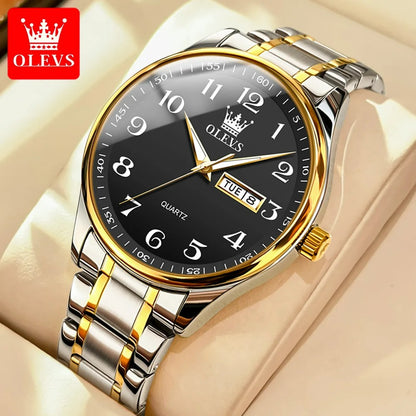 OLEVS 5567 Quartz Watches Original Men Women Couple Luminous Waterproof Shock Resistant Stainless Steel Ladies Wristwatch Gift ELEGANCE®