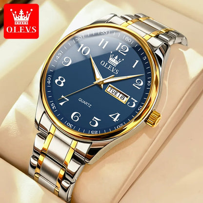 OLEVS 5567 Quartz Watches Original Men Women Couple Luminous Waterproof Shock Resistant Stainless Steel Ladies Wristwatch Gift ELEGANCE®