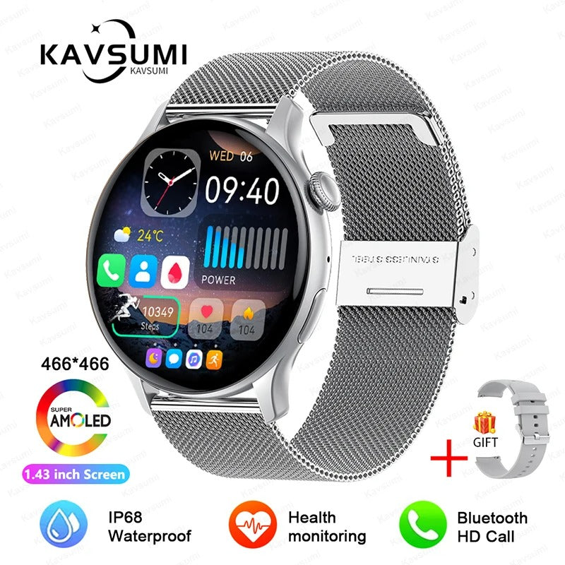 ELEGANCE® LuxeFit Women Smartwatch 466*466 AMOLED 1.43" HD Screen Always Display Time Bluetooth Call IP67 Waterproof Sports Smart Watch