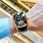 Elegance Tonneau 005 Moon Phase Automatic Watch for Men Luxury Brand Tourbillon Skeleton Mechanical Watches Leather Belt Luminous Hands Clock