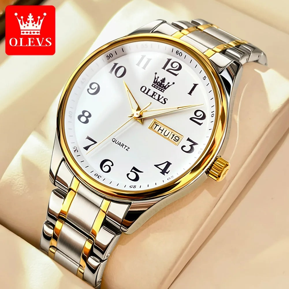 OLEVS 5567 Quartz Watches Original Men Women Couple Luminous Waterproof Shock Resistant Stainless Steel Ladies Wristwatch Gift ELEGANCE®